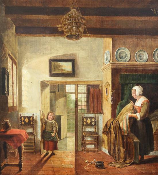 After Pieter de Hooch (1629-1684) The Bedroom, 19 x 17in.